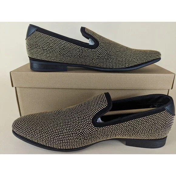 Steve Madden Mezmoryz Loafers Mens 10 Black Gold Studded Slip On Shoes NWB Steve Madden Mezmoryz Loafers Mens 9.5 Black Gold Stud Slip  main image 3